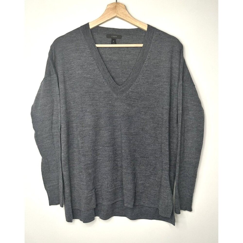 J Crew Womens Sweater 100% Merino Wool Long Sleeve V Neck Pullover Size XS